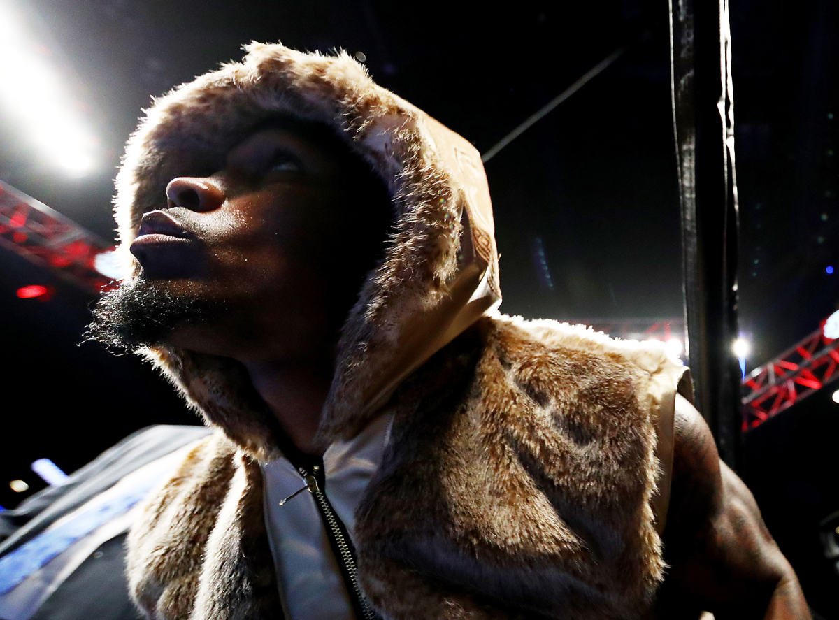 Jermell Charlo enters the ring against Charles Hatley during their WBC junior middleweight title bout at the Barclays Center on April 22, 2017 in New York City. 