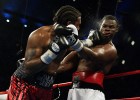 Dominick Guinn knocks out Michael Grant with a left hook in the seventh round of their Heavyweight bout at Boardwalk Hall on June 7 in Atlantic City, New Jersey. 