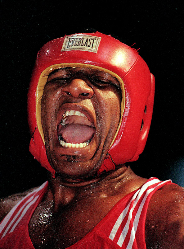 Alexis Rubalcaba of Cuba in his corner during the World Boxing Championships on August 24, 1999 at the George Brown Convention Center in Houston,Texas
