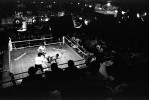 A view from the upper stands as fans watch Mariano Marquez put down Patrick Cann during Fight Night on April 29, 1997 at the Blue Horizon in Philadelphia, Pennsylvania.
