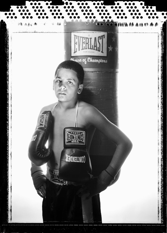 Jose Gonzalez Jr. poses at Sonny's Gym  on August 24, 2005  in Jersey City, New Jersey.  He is 12 years old at the time of this photo and has not had an amateur fight as of yet. 
