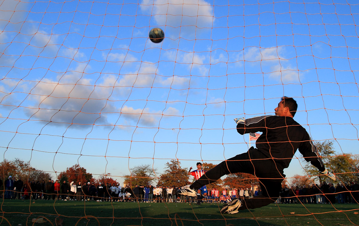 Competitors participate in sudden death overtime of the 40 yrs and over Golden League  final on November 10, 2007 at Flushing Meadows Park in Queens, New York.