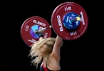 Holly O'Shea of Team Gibraltar performs a clean & jerk during Women's 71kg - Final on day four of the Birmingham 2022 Commonwealth Games at NEC Arena on August 01, 2022 on the Birmingham, England.  