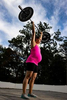  CrossFit athlete Katie Devantier Prabhu trains at her home during a Life Outside the Box (LOTB) virtual Zoom training class  on September 21, 2021 in Niskayuna, New York.  Katie is 7 1/2 months pregnant with twins and continues to train with the LOTB program.  She is due to give birth in November to a boy and girl.