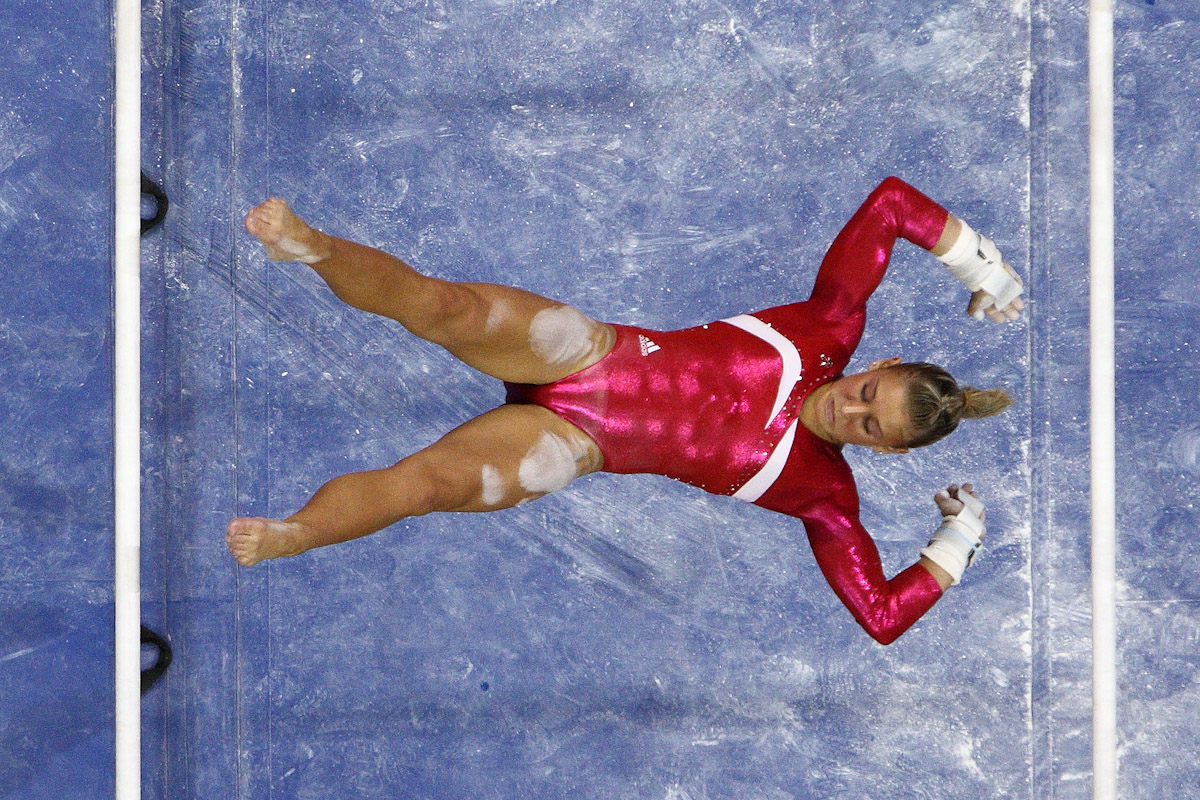 Randy Stageberg competes on the uneven bars during day four of the 2008 U.S. Olympic Team Trials for gymnastics at the Wachovia Center on June 22, 2008 in Philadelphia, Pennsylvania.