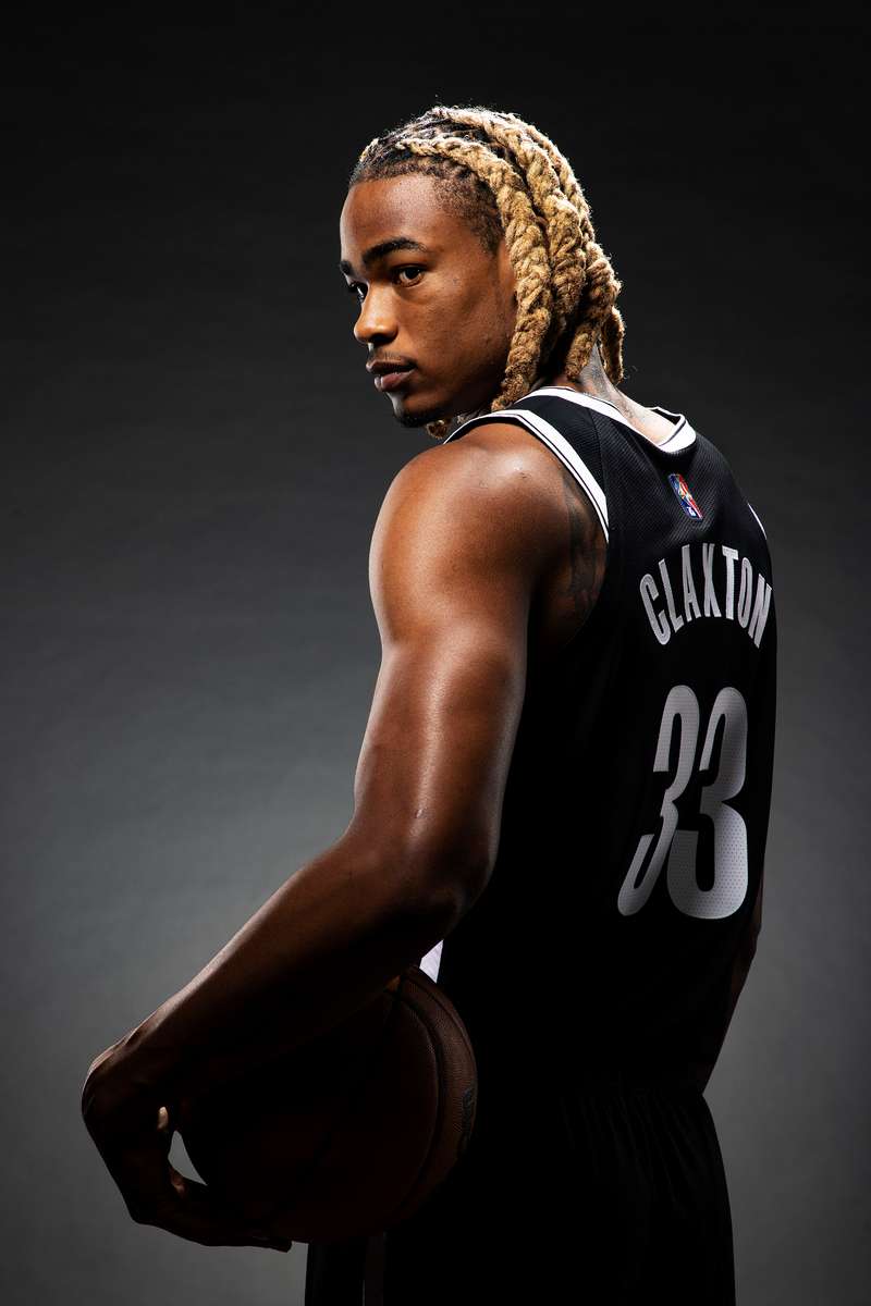 Nic Claxton #33 of the Brooklyn Nets poses for a portrait during Brooklyn Nets Media Day at Barclays Center on September 27, 2021 in New York City.
