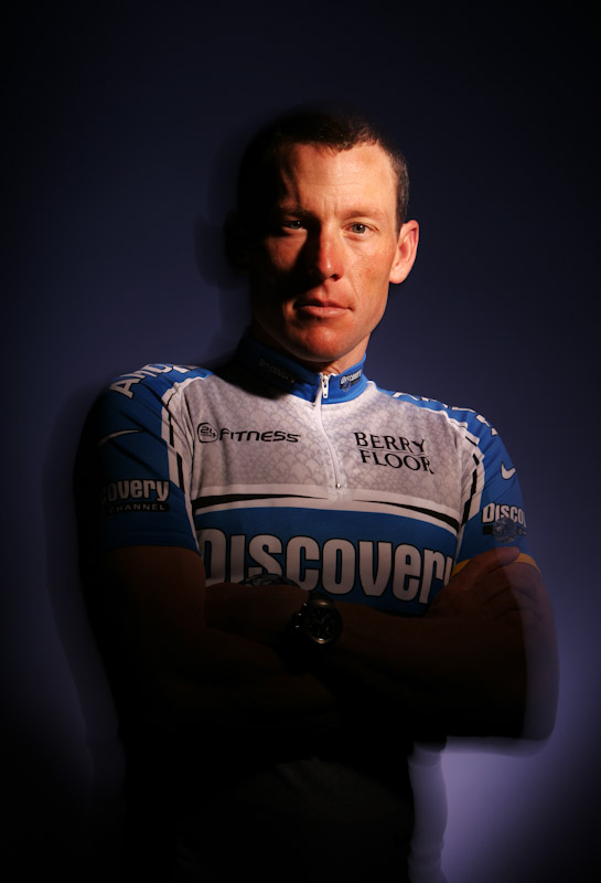 Lance Armstrong, seven time Tour De France winner poses in Solvang, California on January 21, 2005. 