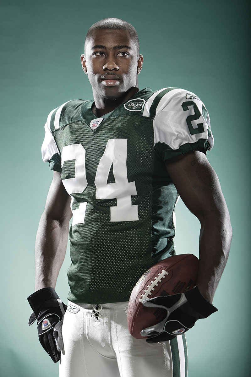 Darrelle Revis, All Pro Cornerback for the New York Jets poses for a portrait on January 10, 2007 at the Jets training complex in Hempstead, New York. 