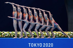 Team China compete in the Artistic Swimming Team Free Routine on day fifteen of the Tokyo 2020 Olympic Games at Tokyo Aquatics Centre on August 07, 2021 in Tokyo, Japan. 