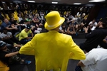 Savannah Bananas owner Jesse Cole speaks to his team in the locker room prior to their home opener against the Party Animals at Grayson Stadium on February 25, 2023 in Savannah, Georgia.   