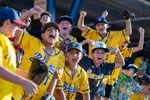 Fans cheer on the Savannah Bananas during their game against the Staten Island Ferryhawks at Richmond County Bank Ball Park on August 11, 2023 in New York City.