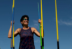 Senior Javelin Thrower Linda Cohn aged sixty six poses for a portrait during the Huntsman World Senior Games on October 14, 2019 in St. George, Utah. Cohn is the world record holder in the Javelin in her age group of 65-70 years old.