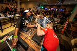 A competitor known as Black Ice (L) of the Urban Arm Wrestling League, competes during the 98% Protest Series Arm Wrestling tournament on May 15, 2021 in Philadelphia Pennsylvania.  