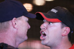A student umpire argues with an instructor who is playing the role of a team manager from a simulated baseball game of balls and strikes in the indoor batting cages during the Jim Evans Academy of Professional Umpiring on January 28, 2011 at the Houston Astros Spring Training Complex  in Kissimmee, Florida.  