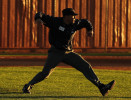 A student makes a call in a simulated baseball game during the Jim Evans Academy of Professional Umpiring on January 27, 2011 at the Houston Astros Spring Training Complex  in Kissimmee, Florida.  