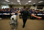 Jim Evans speaks to his students in the classroom during the Jim Evans Academy of Professional Umpiring on January 27, 2011 at the Houston Astros Spring Training Complex  in Kissimmee, Florida.