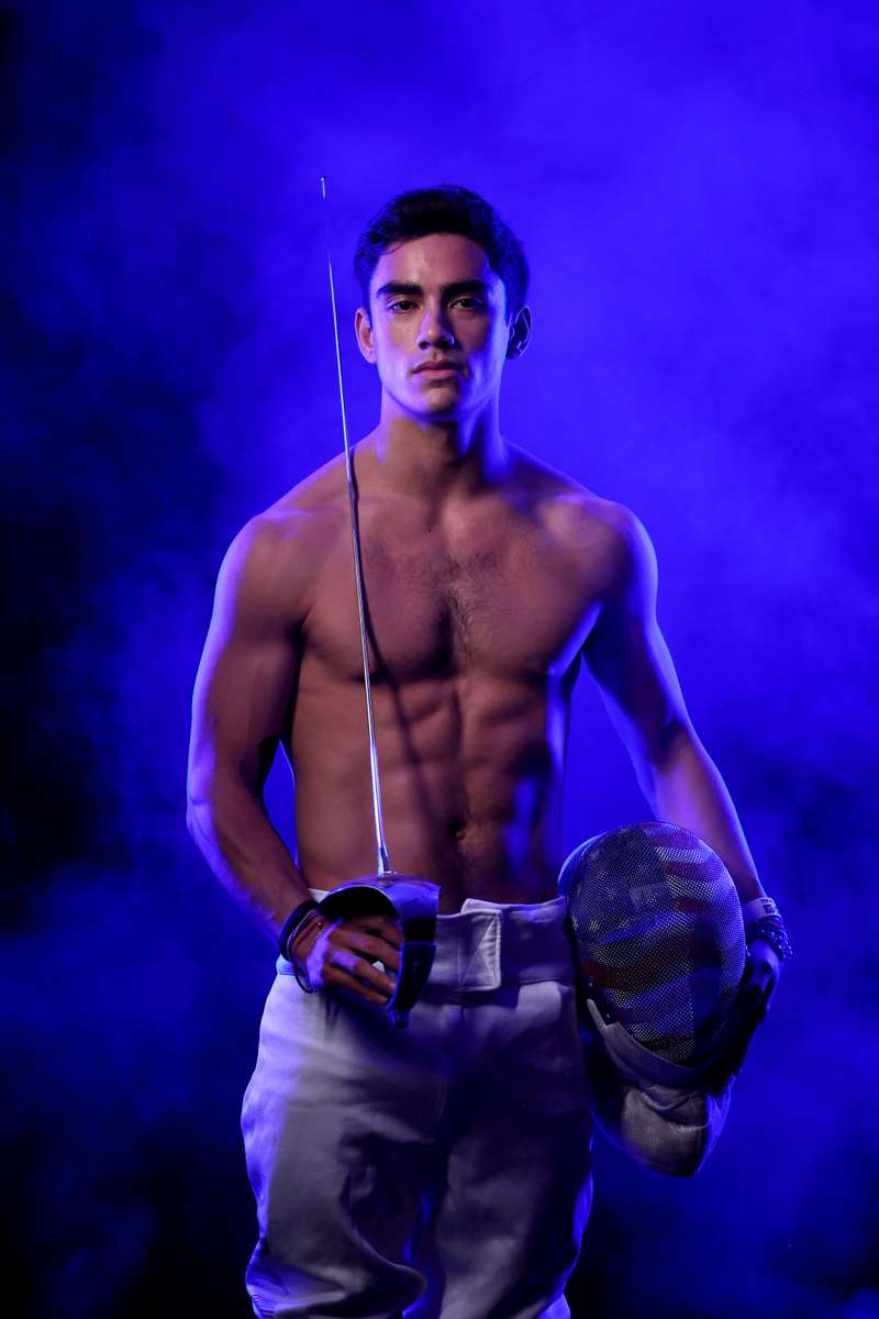 Mitchell Saron poses for a portrait during team USA Fencing media day at New York Athletic Club on May 21, 2024 in New York City. 