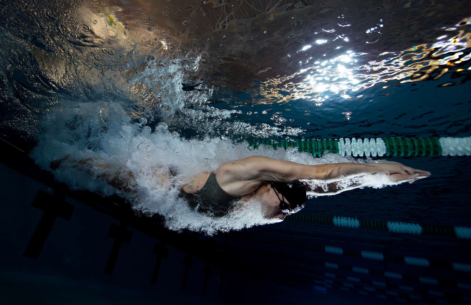 United States Paralympian Anastasia Pagonis swims at Farmingdale School District Aquatics Center on May 23, 2024 in Farmingdale, New York.  Pagonis has autoimmune retinopathy which led her sight to decrease at the age of 11, and she lost her vision by the age of 14.  She competed in the swimming competition at the Tokyo 2020 Paralympic Games where she won a gold and bronze medal respectively in the 400m Freestyle S11 and 200-meter Individual Medley S11.  An S11 athlete is the most severe form of visual impairment. S11 swimmers all swim with blacked-out goggles to ensure a level playing field, blocking out all light so it's like swimming with a blindfold. She will be competing in the 400m Freestyle S11 at the 2024 Paralympic Games this summer in Paris, France. 