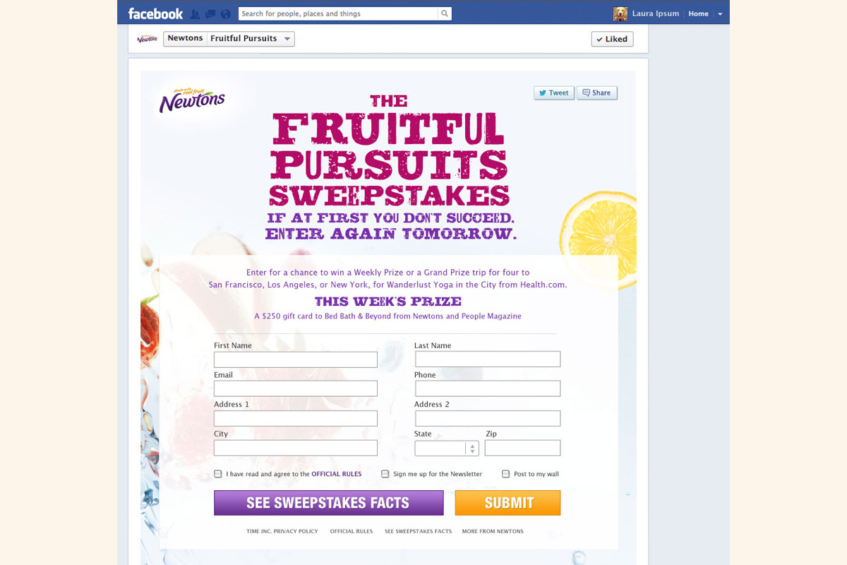 Fruitful Pursuits Facebook page for Newtons and Time Inc https://www.facebook.com/newtons/app_433902830015118