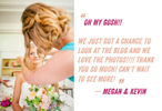 Photo of a bride getting ready next to a testimonial of the gorgeous wedding photography by Eve Event Photography. 