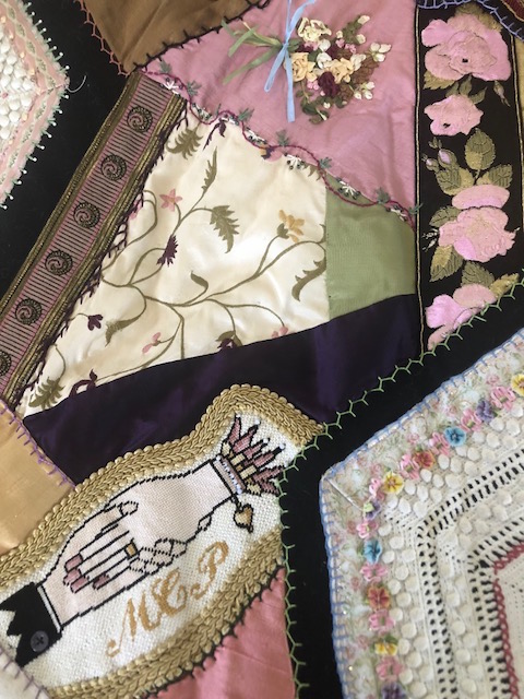 Silk and embroidered Crazy Quilt: Traditional