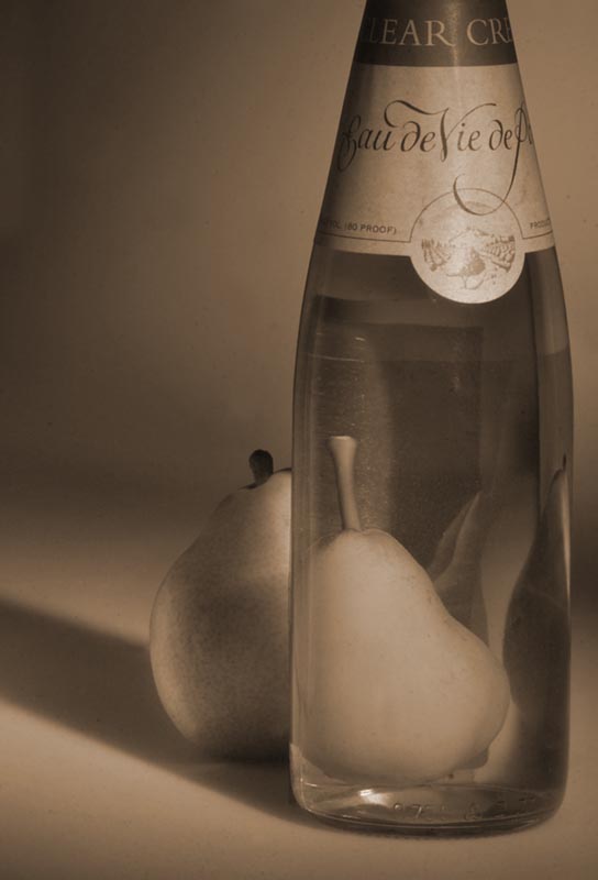 Clear Creek Brandy contains a whole pear inside the bottle.