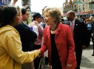 Hilary Clinton campaigns in West Philadelphia.