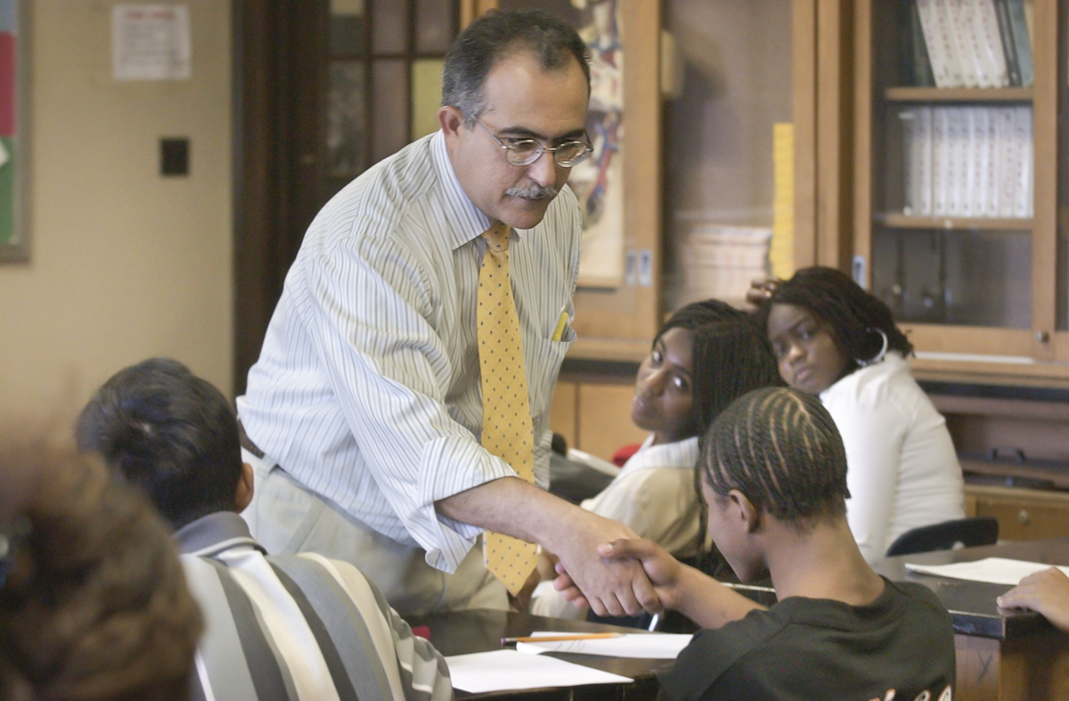 Jose Diaz personally greeted each students on the first day of class.