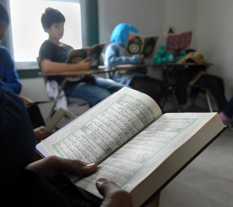 Quranic memorization is part of the student curriculum at New Haven Islamic Center's Quran studies on Sundays.  