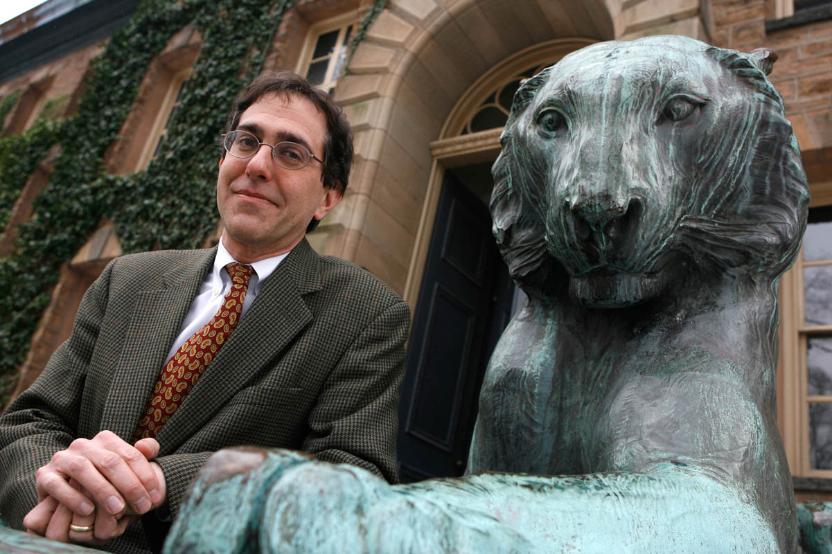 Portrait of Chris Eisgruber, Princeton University Provost, outside Nassau Hall at the University in Princeton, New Jersey