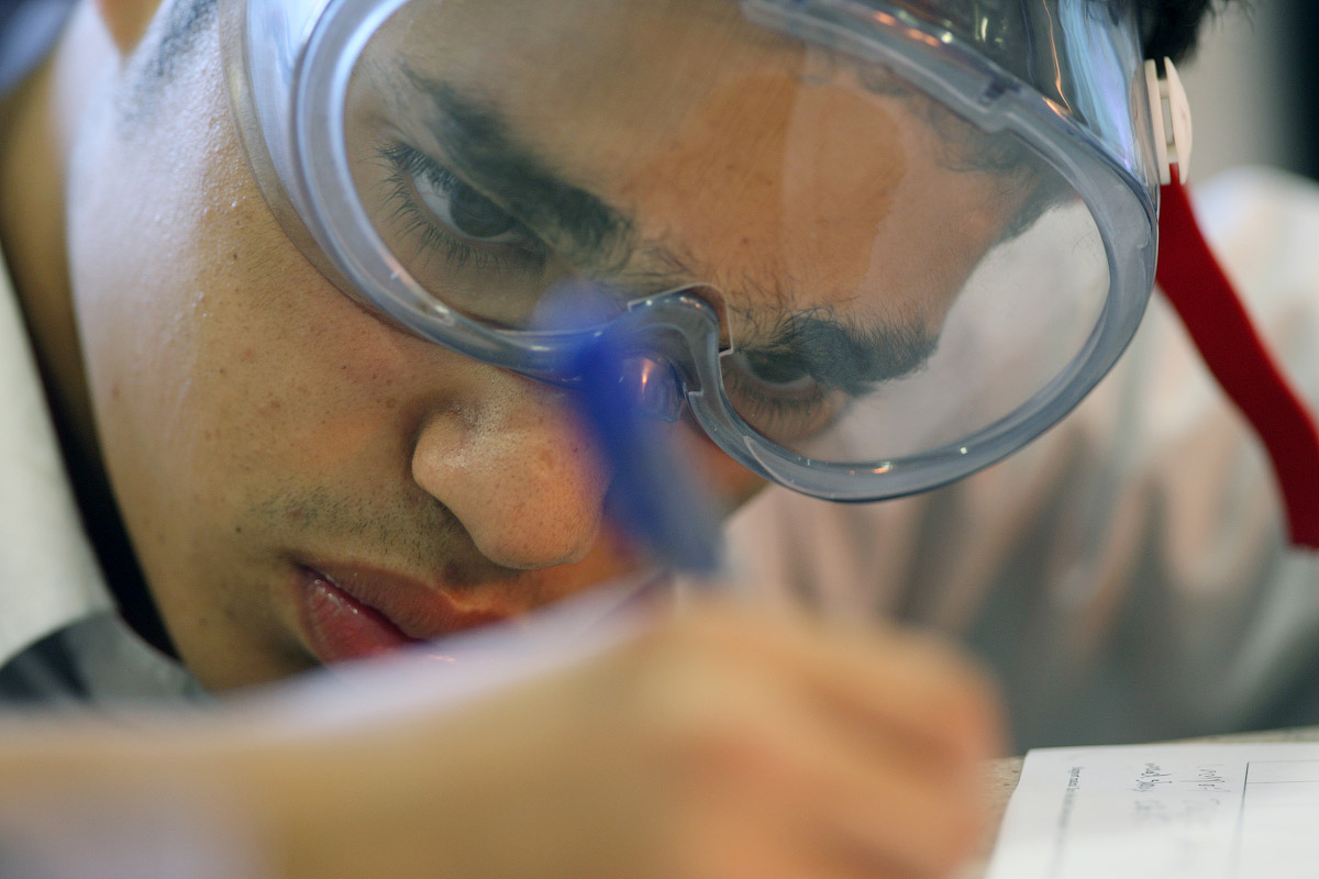 A student at work during a science class at the Dubai English Speaking College in Academic City, on February 12, 2008. 