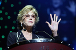 DUBAI, UNITED ARAB EMIRATES - March 10: American actress Jane Fonda speaking at the Women as Global Leaders Conference 2008, held at the Madinat Jumeirah Conference Hall in Dubai on March 10, 2008. (Photo by Randi Sokoloff / The Nation)