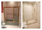 This ensuite guest bathroom benefited from a total renovation which included the removal of a door to the hallway, a soffit, and a largely unused bathtub. 