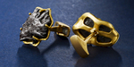 Meteorite and 22 Karat gold. Hand made mechanism