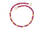 22 karat gold and pink sapphire beads