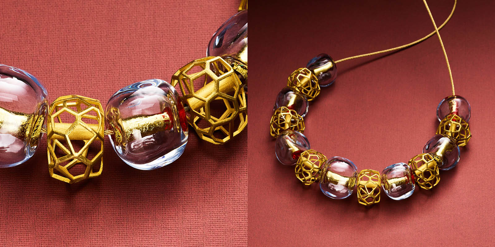 22 karat gold and handblown glass beads