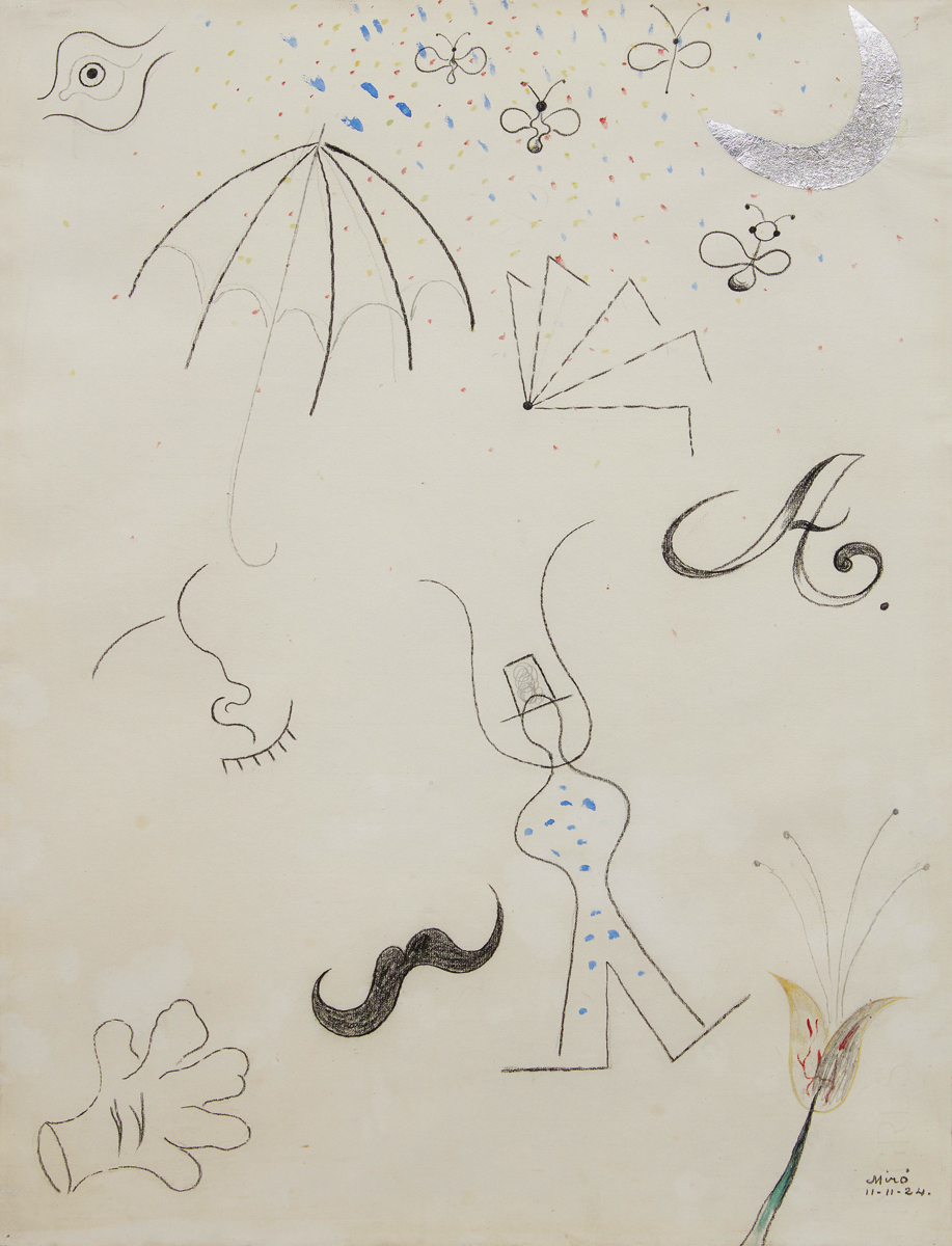 JOAN MIRÓ (1893-1983)61 x 47 cmLead pencil, pencil, watercolor and silver paper collage on paperUSD 1,500,000 