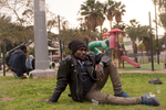 Asylum seekers From Darfur lives in Levinski Garden in south Tel Aviv