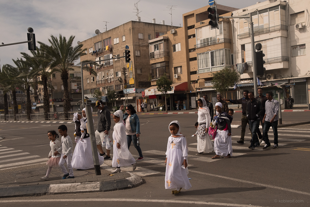 Asylum seeker From Eritrea return from Saturday pray in south Tel Aviv.
