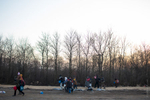 Syrian refugee crossing the boder at dawn to Presevo ,on  Serbia Macedonia border