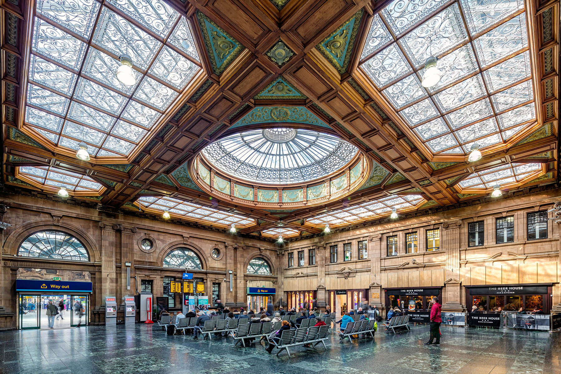 Ornate Victorian design of main waiting room and concourse allowing copious natural light.Client: Network Rail