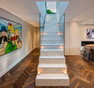 Marble staircase to roof area in contemporary Internal development. Interior Photography