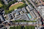 View taking from helicopter showing masterplan of innovative mixed use urban development creating open space for leisure, shopping and living and access to the new Saatchi Gallery.Client: PDP LDN