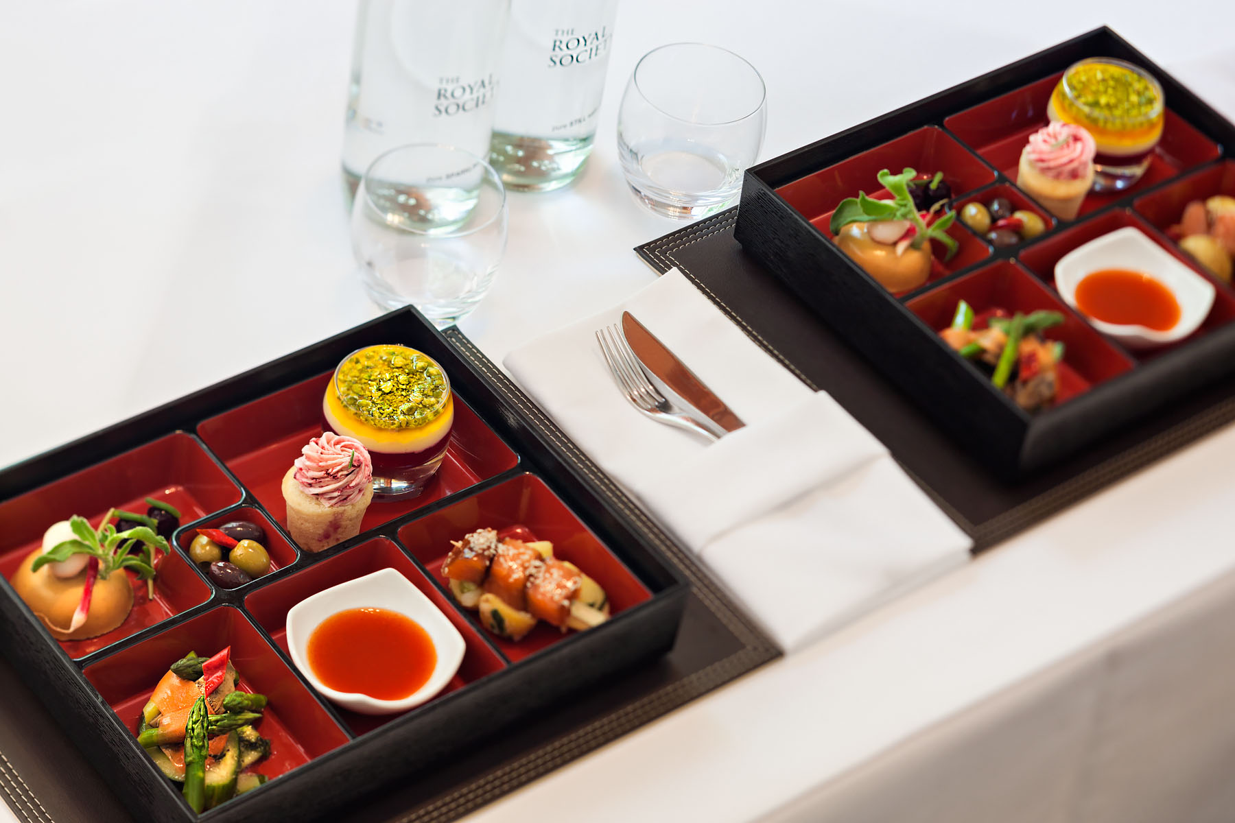 Bento Box concept for lunch service at HQ of worlds oldest scientific academy.Client: Royal Society