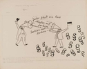 George GROSZ (1893 - 1959)Everyone shoot a Russ (ian)Jeder Schuss ein RussDrawing for the background projection for SchwejkBrush, reed pen and pen and ink20 ¼ x 25 ½ in (51,4 x 64,9 cm)Please click HERE for full fact sheet 