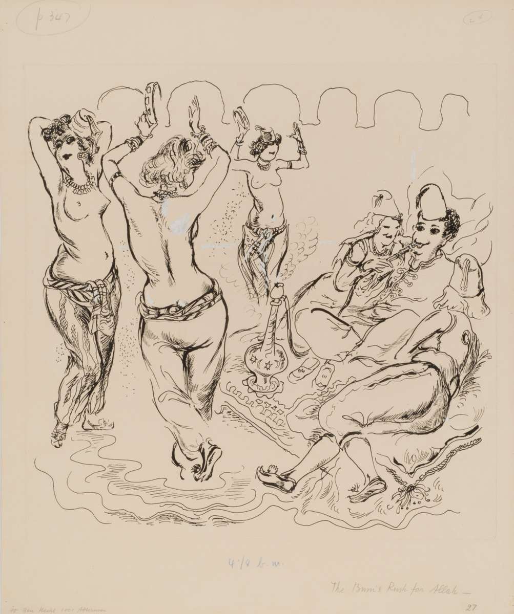 George GROSZ (1893 - 1959)The Bum’s Rush for AllahReed pen, pen and ink, and opaque white on paper22 1/2 x 18 7/8 in (57,1 x 48 cm)Please click HERE for full fact sheet 