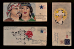 Pedro HernandezGrouping of 3 Paños Envelopes*Framed size:  54,5 x 74,5 cmGraphite, colored pencil, pen and ink on stamped, franked envelopes1.  Hands and Cross, approx. 24,2 x 10,5 cm (95 x 41 inches) 2.  Indian couple, approx. 24,2 x 10,5 cm (95 x 41 inches)3.  “Betor” with rose, approx. 24,2 x 10,5 cm (95 x 41 inches)*Chicano inmates use hand-decorated envelopes in color or black and white to mail letters and paños (prisoner folk art made on a handkerchief). Demand for these envelopes can provide a profitable business for a convict skilled in drawing.Please click here for a comprehensive essay on paños by Martha V. Henry.  