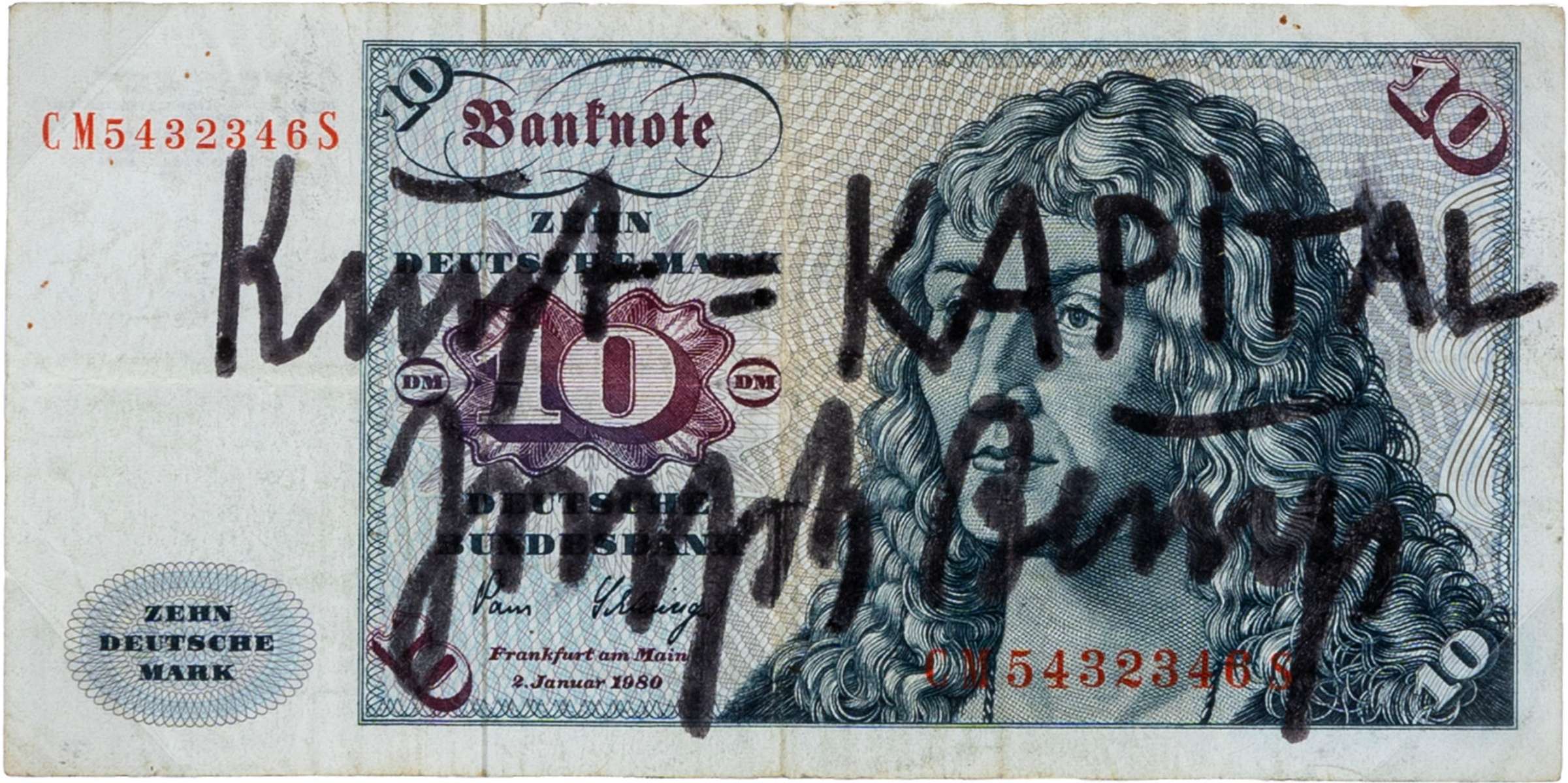 Joseph BEUYS (1921-1986)Art=CAPITAL10 Deutschemark banknote from 19802 3/5 × 5 1/10 in (6.5 × 13 cm)Edition of 15