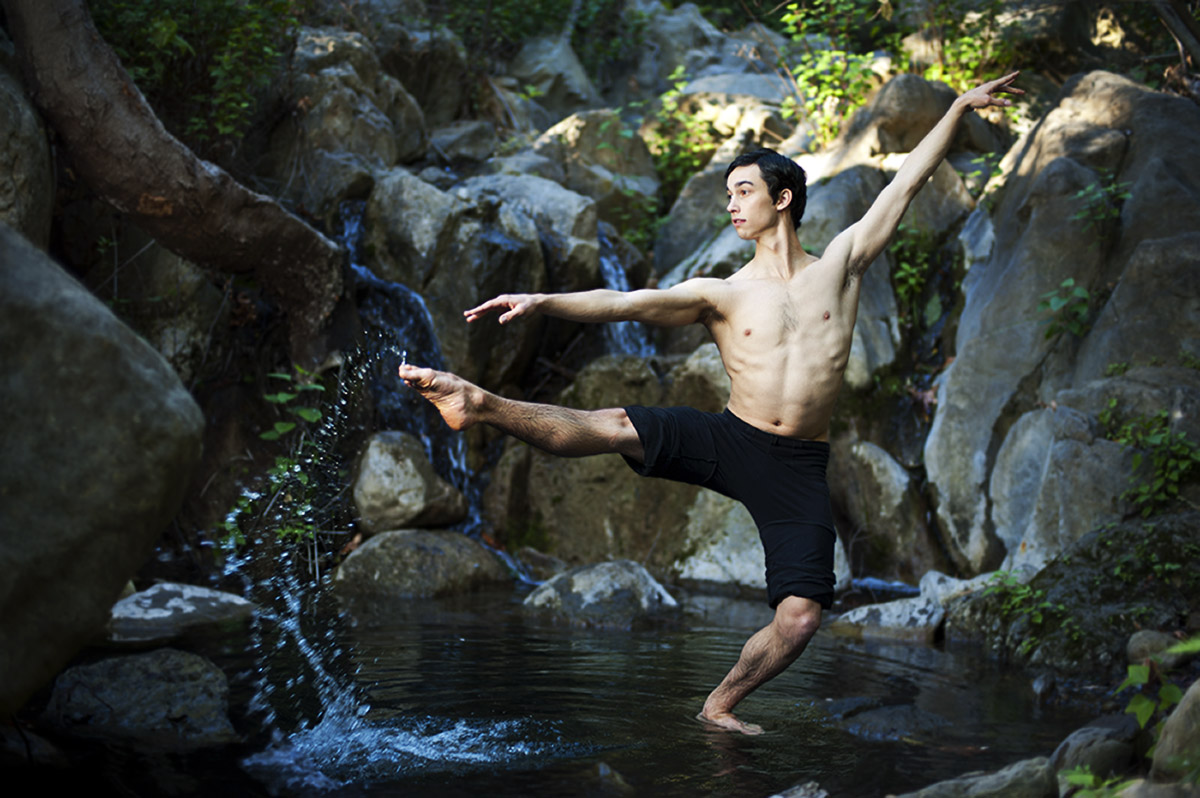 Zaiah Jones, 18, from San Francisco, Calif., is ballet dancing in the creek off the Cold Springs Trail in Santa Barbara, Calif., on Thursday, December 8, 2011. Since Jones was 8 years old he has been training in Ballet. When Jones dances he feels the {quote}passion for love, life, art, and music its givin me,{quote} Jones said.