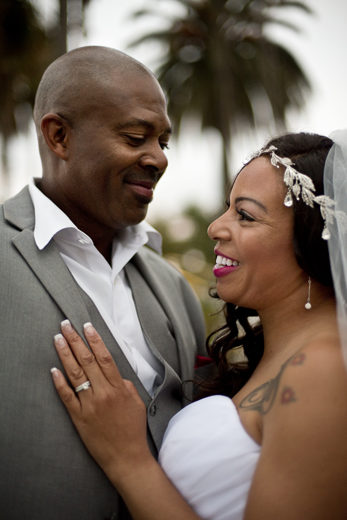 Lionel Hubbard, 47, from Long Beach, CA, marries his bride, Shannon Fowler, 38, from Long Beach, CA on Saturday, May 14, 2016 at the Laguna Beach Gazebo in Laguna Beach, CA in front of their closest friends and family members.  The bride and groom lived across from each other in the same apartment community for three years, never meeting.  Then one day, Fowler locked herself out and asked Hubbard for help.  The rest is history. 